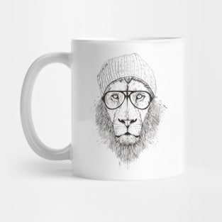 Cool lion (bw) Mug